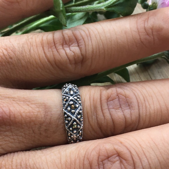 Marcasite Ring - Victorian Style Ring - Pyrite Ring - 925 Sterling Silver - Picture 4 of 11